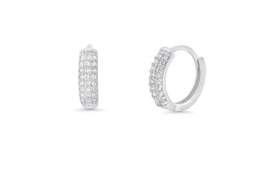 Rhodium Plated 925 Sterling Silver 9mm Lab Grown Diamond Huggie Hoops Earrings